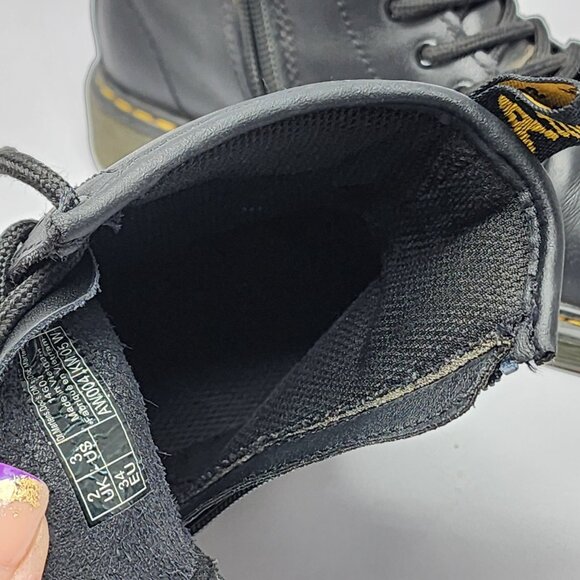 Dr. Martens Youth Size 3 1460J Black Leather Boots Combat Lace Up Side Zip - Picture 11 of 14